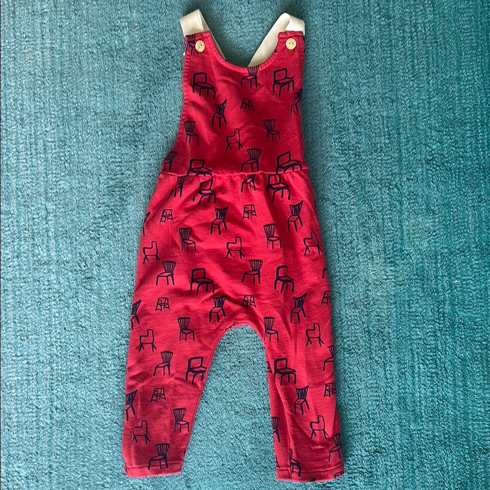 Zara Red Kids Overalls with Chair Print, NEW!